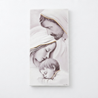 Quadro Sacra Famiglia in legno con dettagli in argento