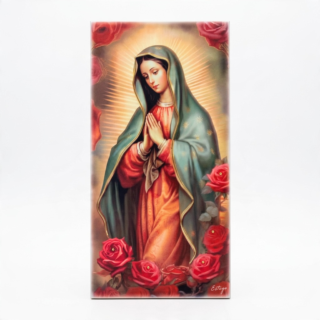 Quadro Guadalupe in legno con dettagli in argento