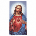 Quadro Sacro Cuore di Gesù in legno con dettagli argento