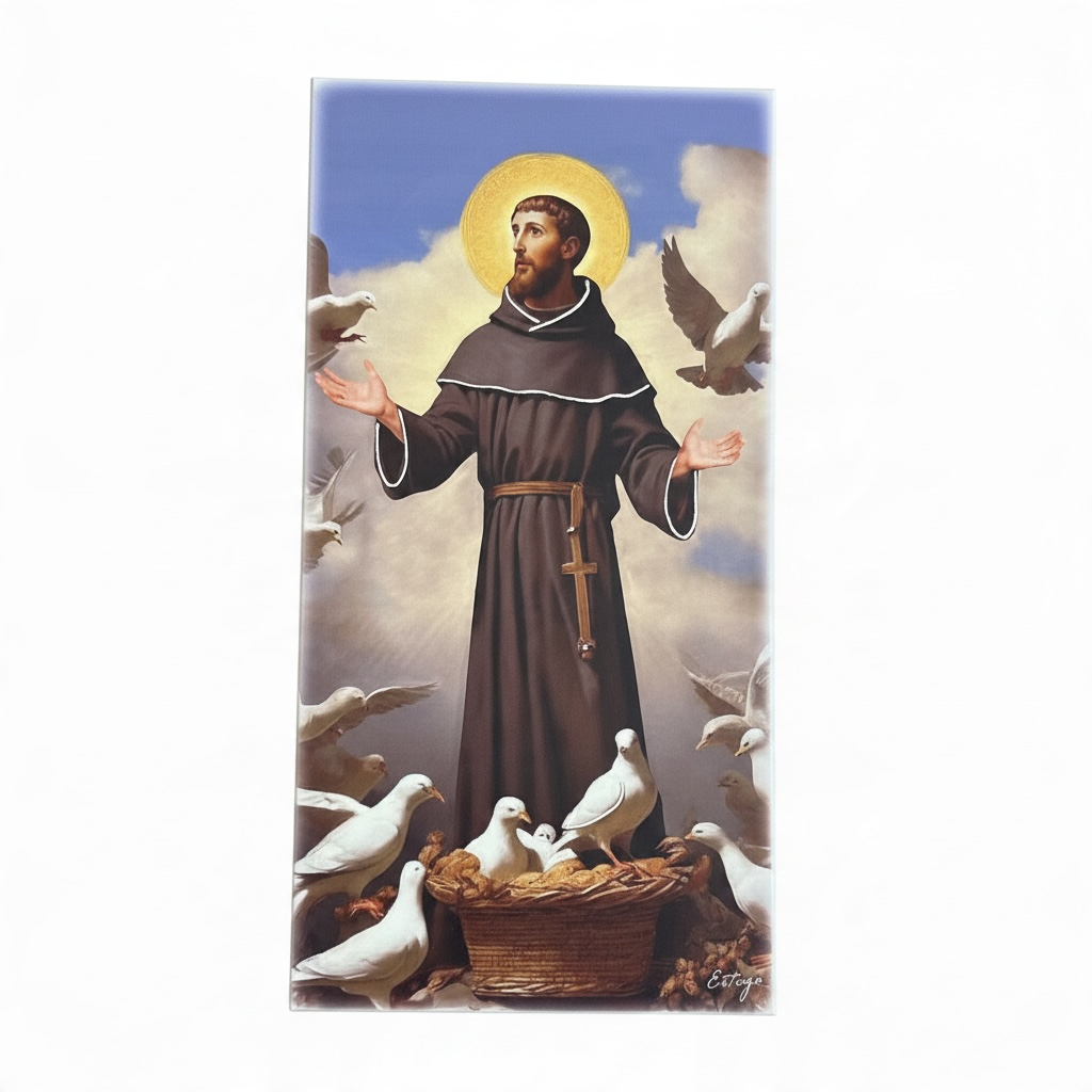 Quadro San Francesco D’Assisi in legno con dettagli in argento